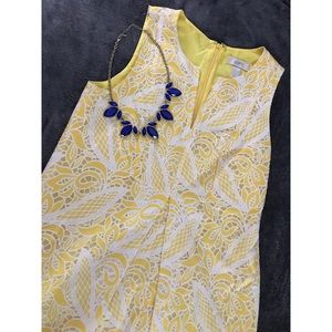 Yellow and White Lace Mini Dress Formal/Rush